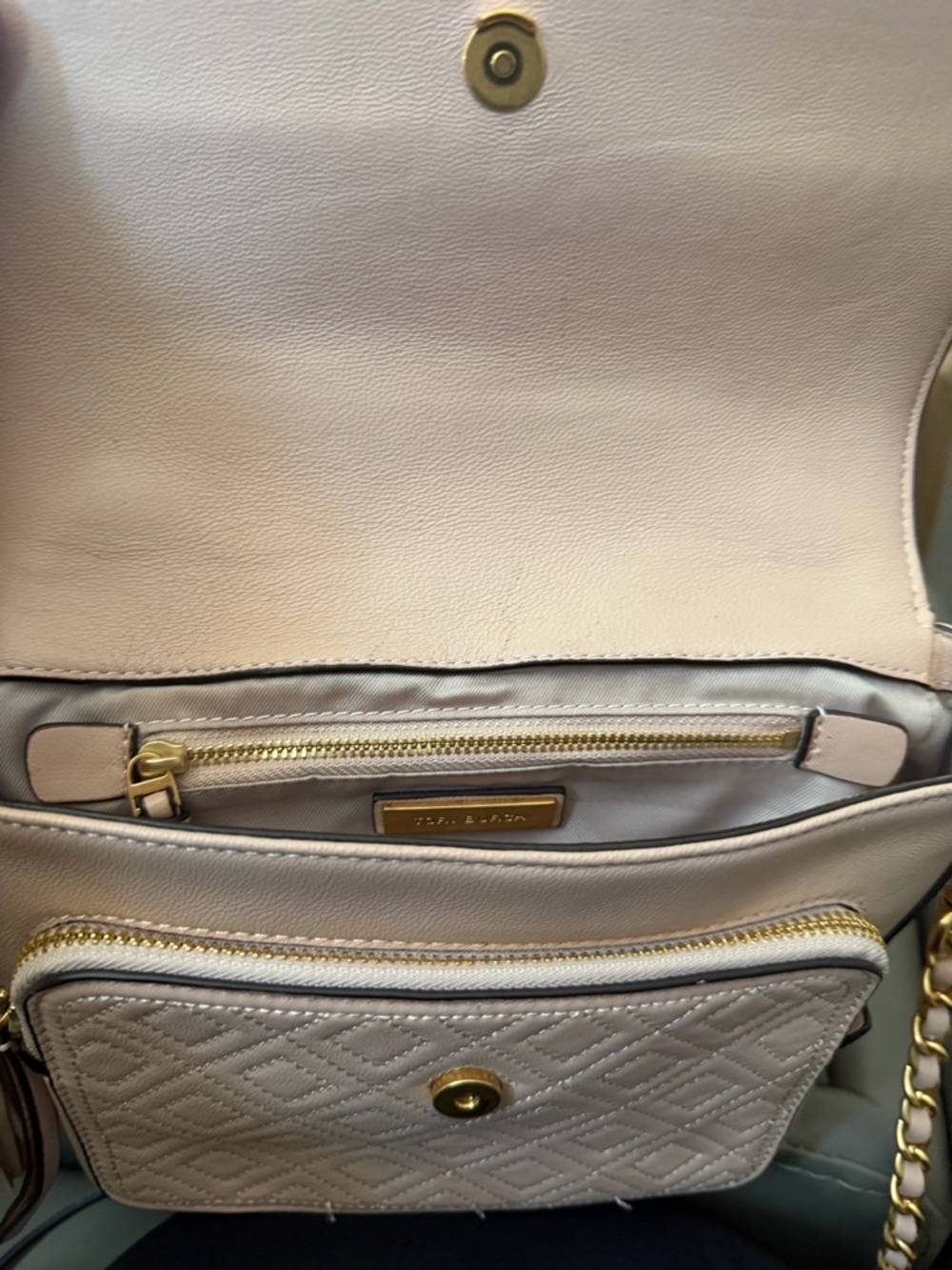 Tory Burch Blush Leather Top-Handle Shoulder Bag with Tassel - Picture 3 of 5